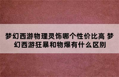 梦幻西游物理灵饰哪个性价比高 梦幻西游狂暴和物爆有什么区别